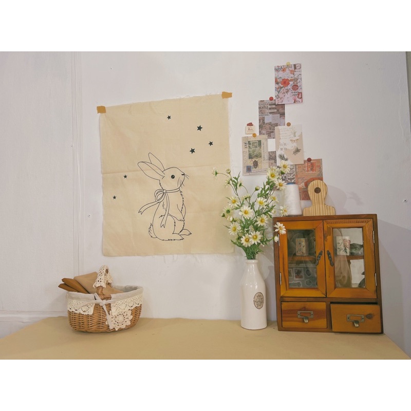 Vải canvas in hình thỏ  Trang Trí Tường, Decor
