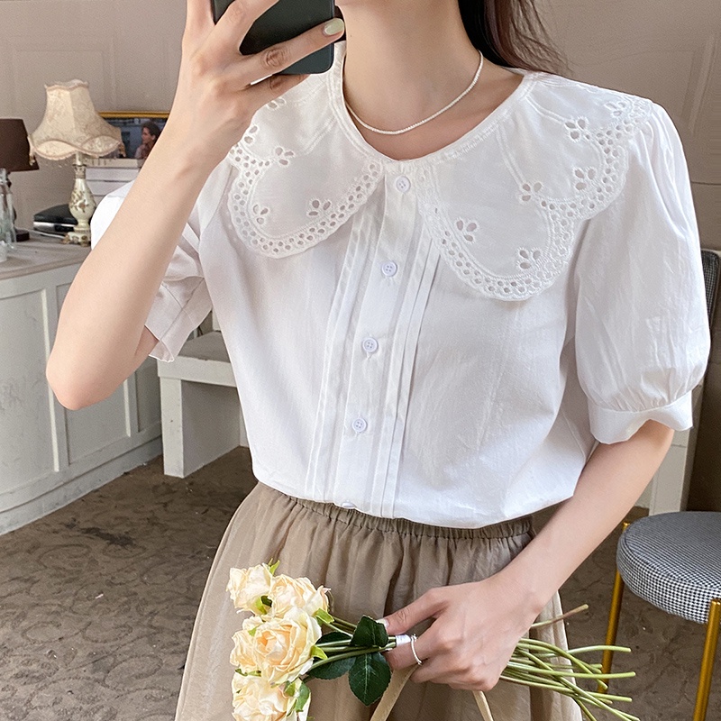 Áo Sơ Mi Hoa Khoét Rỗng Ngắn Tay Thời Trang Cá Tính 51700