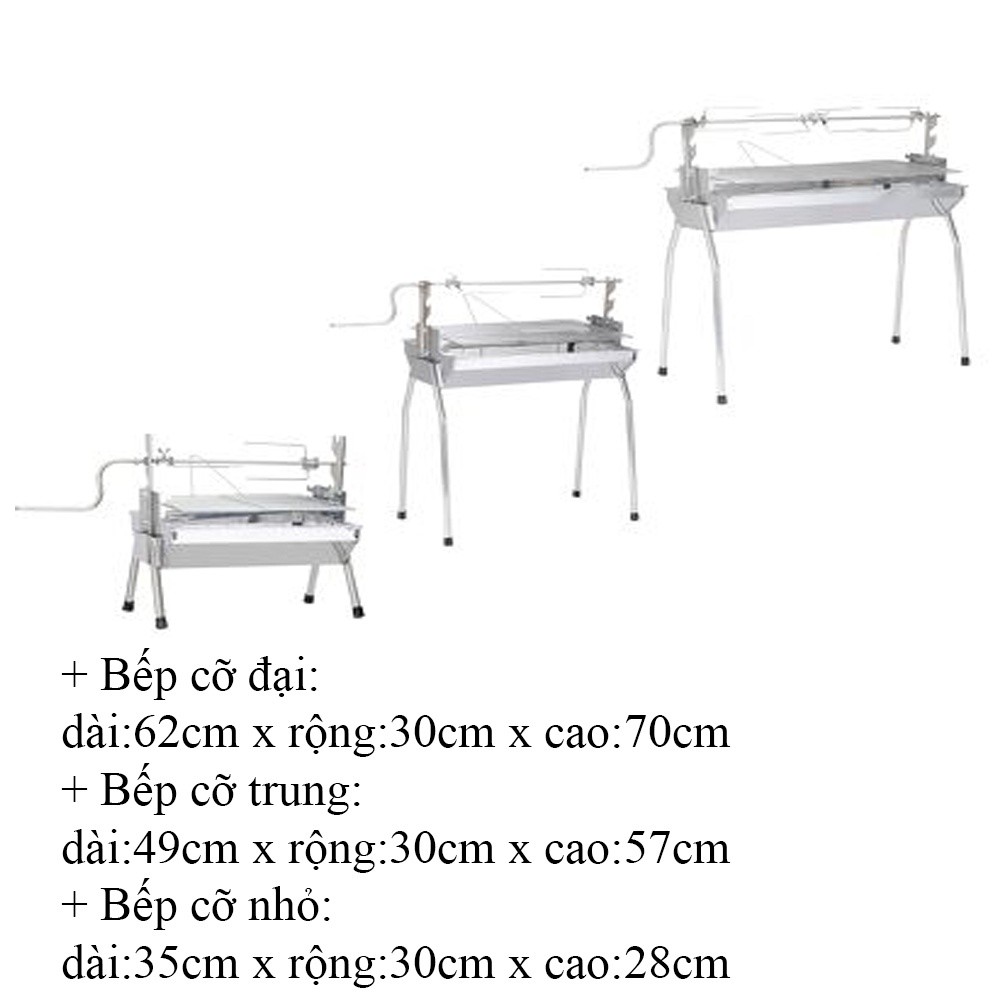 Bếp nướng than hoa không khói TBS chất liệu inox 304 toàn phần có 3 chế độ nướng kèm tay xoay dễ dàng xiên gà khi nướng