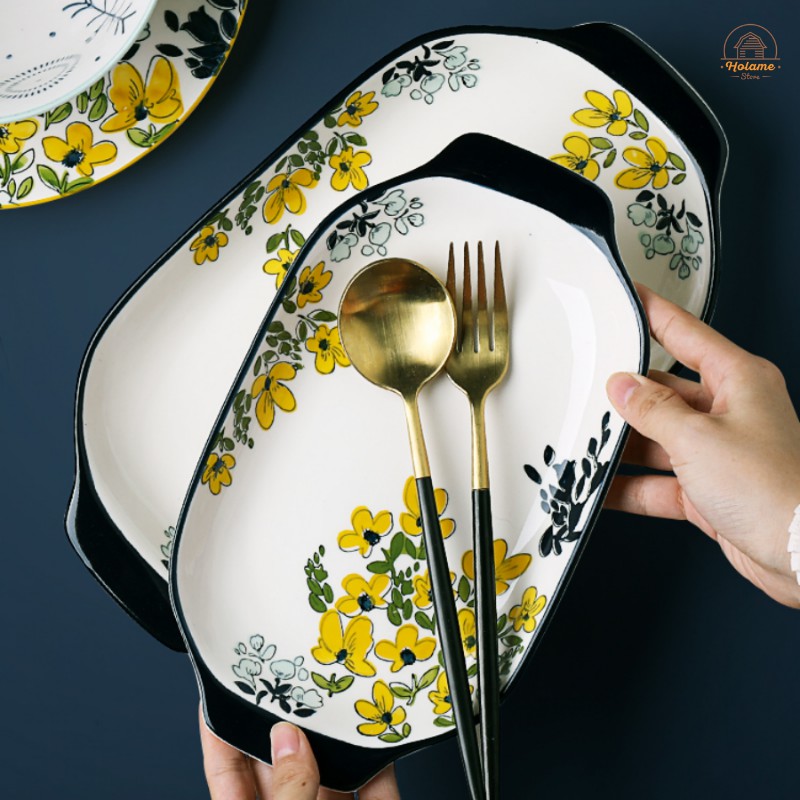 Bát đĩa đẹp họa tiết hoa mai vàng– phụ kiện bàn ăn sang trọng