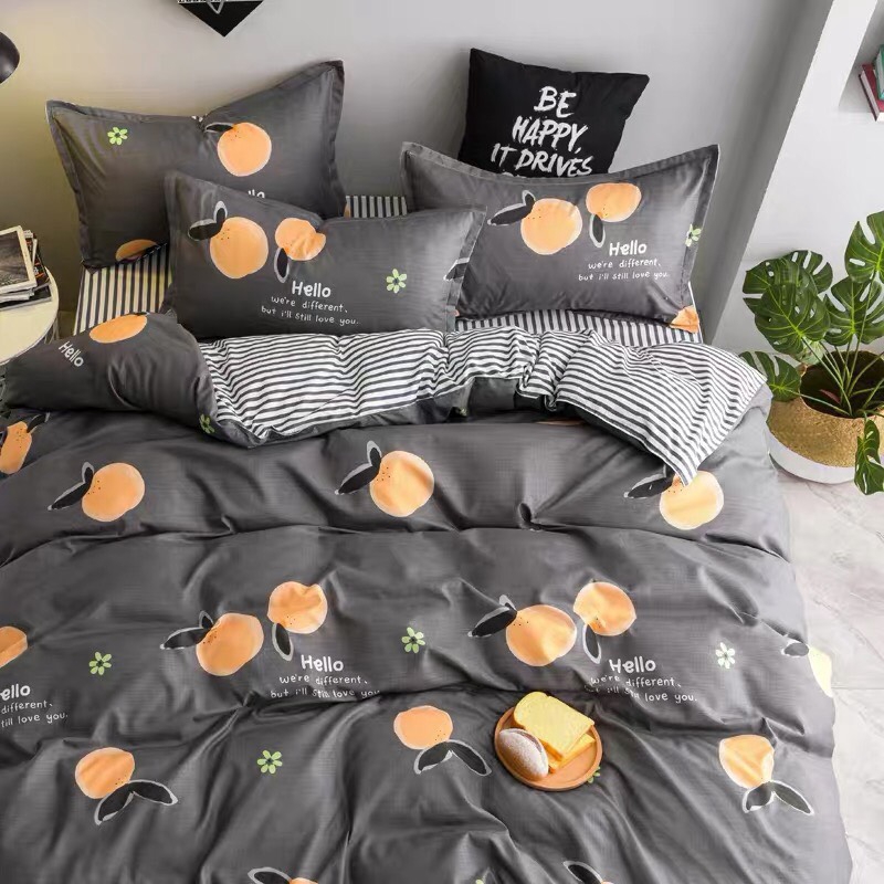 Bộ Vỏ Chăn Ga Gối Cotton Poly Nhập Khẩu (Cam Ghi SP000704)
