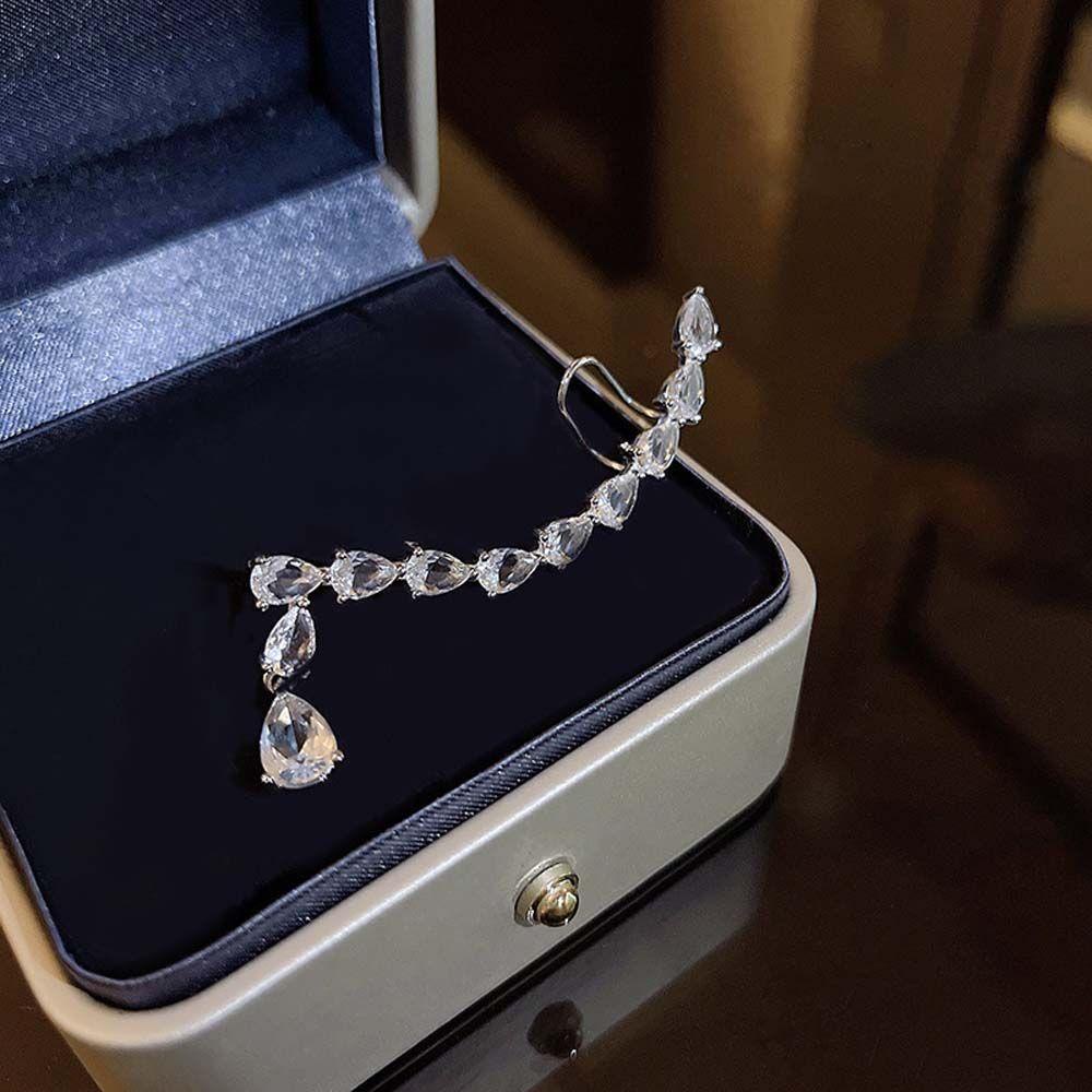 Khuyên Kẹp Vành Tai Bằng Đồng Sáng Bóng Hình Giọt Nước Sang Trọng Cho Nữ