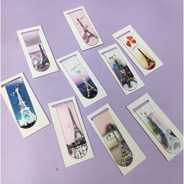 Combo 9 Bookmark Nam Châm Đánh Dấu Sách - Tháp Eiffel (Mẫu Ngẫu Nhiên)