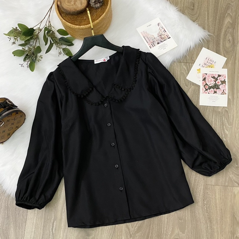 [FREESHIP] Áo lẻ bigsize, áo sơ mi tay dài kiểu cổ viền ren 2 tầng ( có size 50 - 90kg) | BigBuy360 - bigbuy360.vn