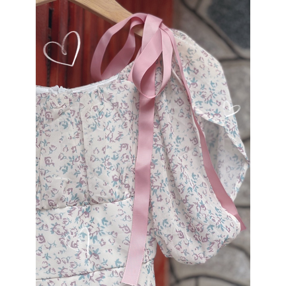 ĐẦM HOA VIỀN HỒNG MIDI