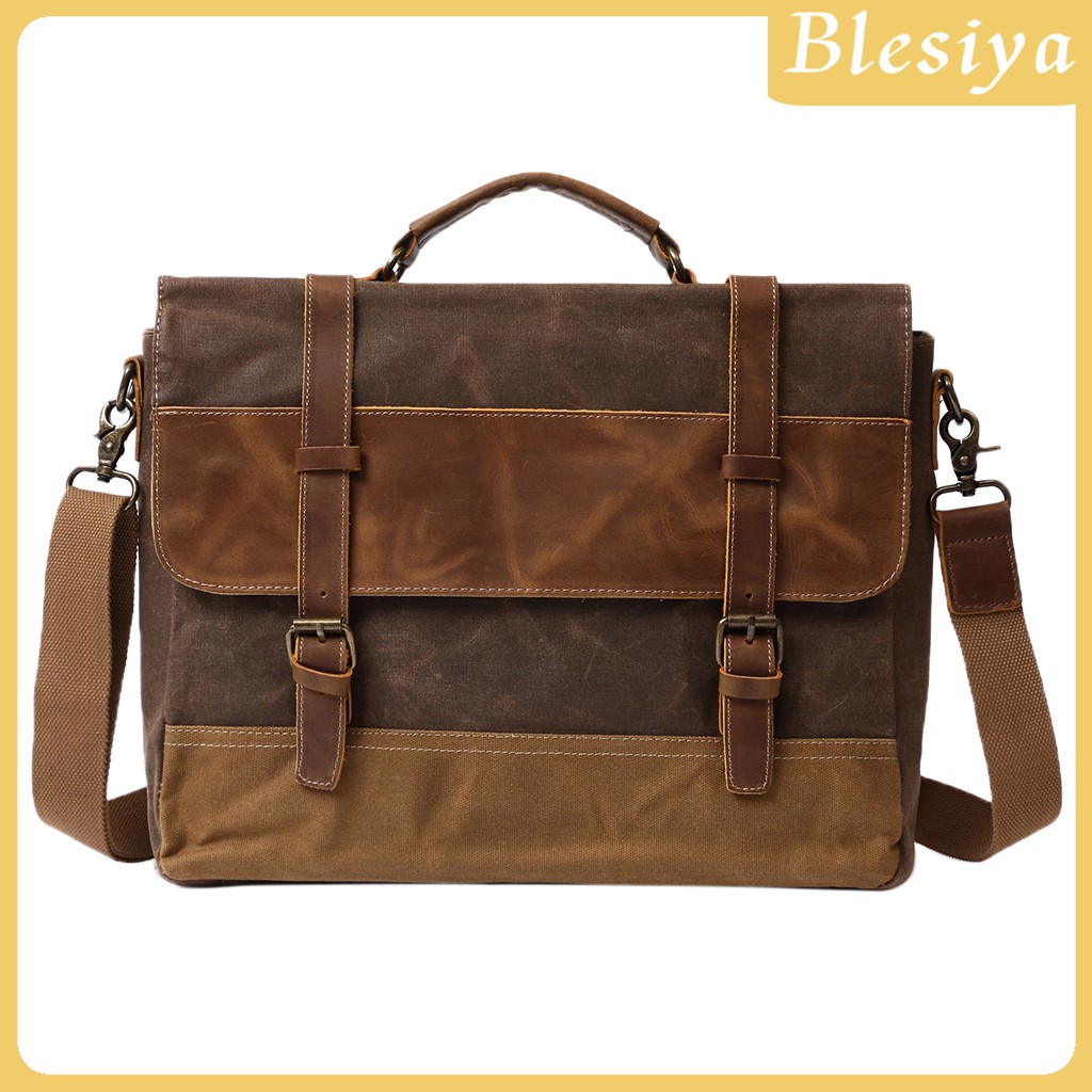 [BLESIYA] Vintage Leather Men Business Travel Laptop Briefcase Messenger Bag Satchel