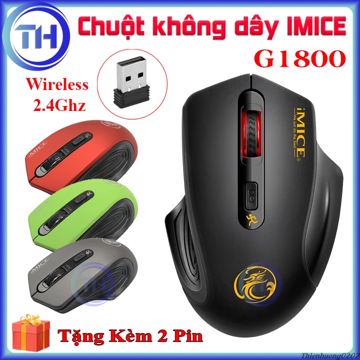 Chuột Máy Tính Không Dây Gaming IMICE G1800 - Chuột Không Dây Wireless 2.4Ghz 800/1200/1600 DPI Bảo Hành 12 Tháng