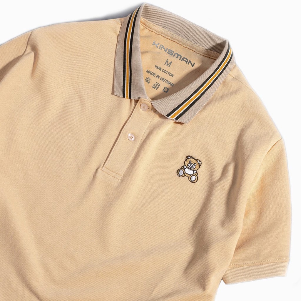 Áo Thun Polo Nam Tay Ngắn, Hoạ Tiết Thêu Gấu Có Cổ Vải Cotton Dày Mịn - Hàng Loại 1