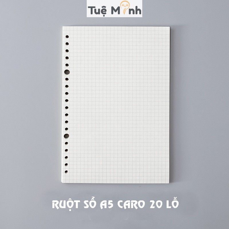 Giấy ruột refill sổ còng A5 20 lỗ 120 trang caro/ kẻ ngang P14 dùng cho binder