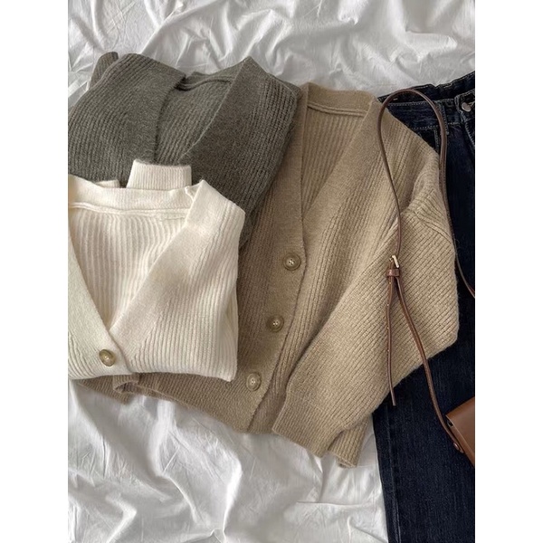 Cardigan len cúc chất dày mịn