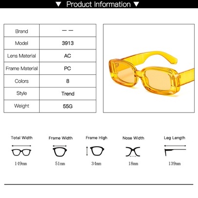 Kính Mát Gọng Vuông Nhỏ Màu Kẹo Phong Cách hip hop retro Mới