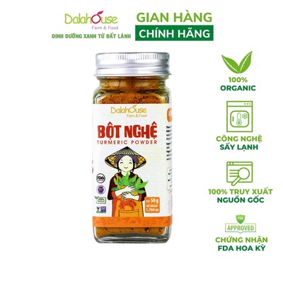 Bột nghệ organic nguyên chất Dalahouse công nghệ sấy lạnh tiêu chuẩn Châu Âu lọ 50 gr