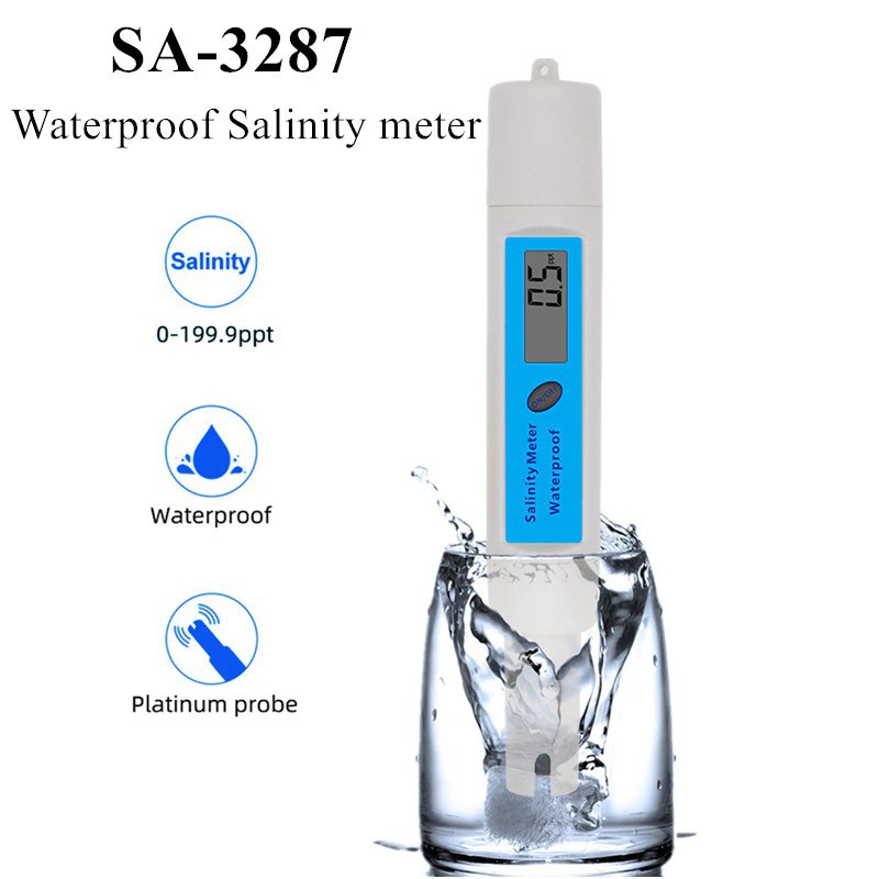 Máy đo độ mặn của nước là dụng cụ, thiết bị đo độ mặn nước của ao hồ cá, hồ bơi, sử dụng trong nuôi trồng thủy sản