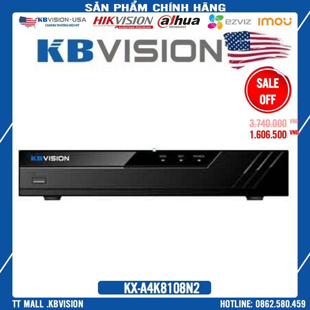 . {Giá Yêu Nhất} Đầu ghi hình NVR 8 kênh KX-A4K8108N2 độ phân giải chuẩn 4K H.265 .