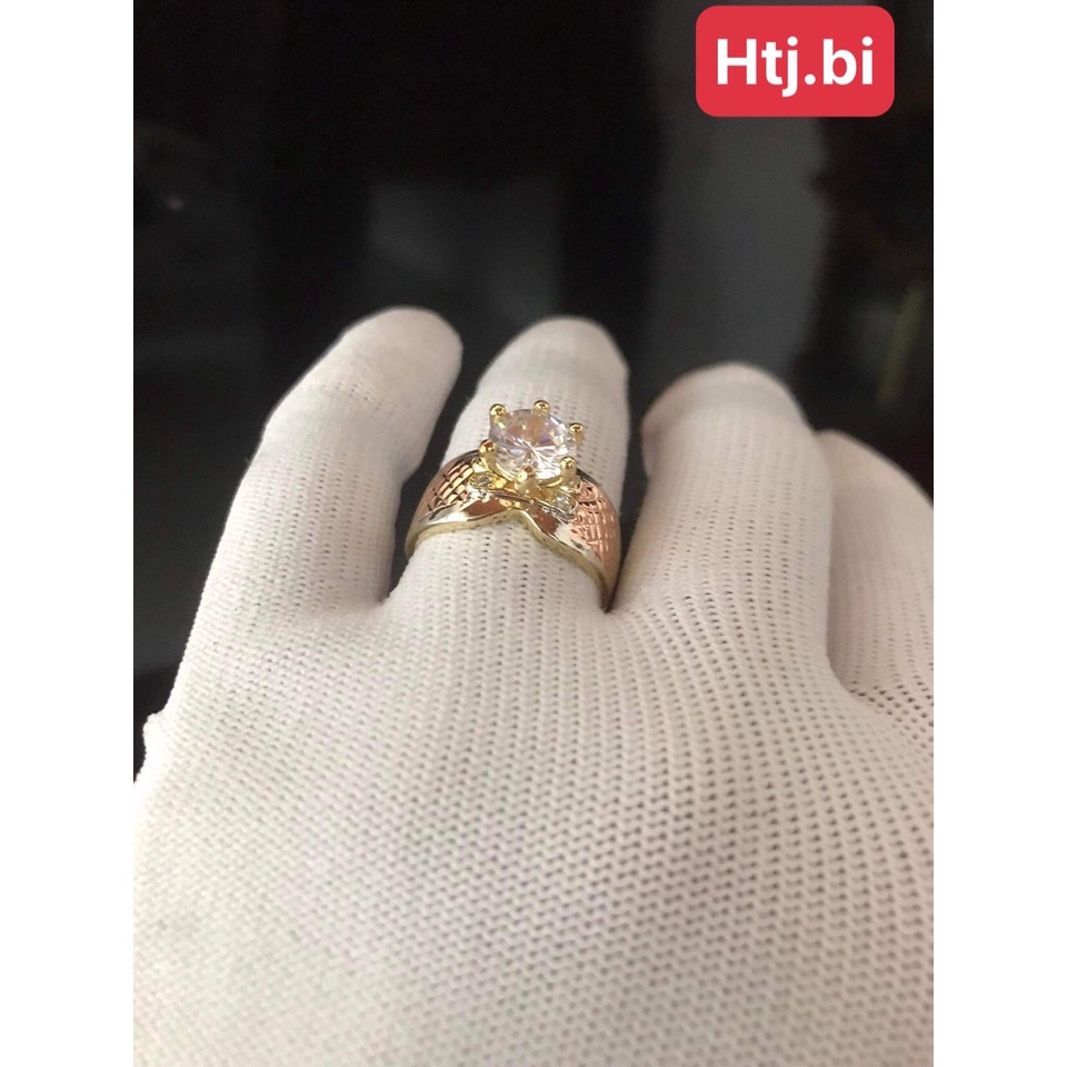 Nhẫn nữ mạ vàng đính đá cao 3 màu cực sang htj