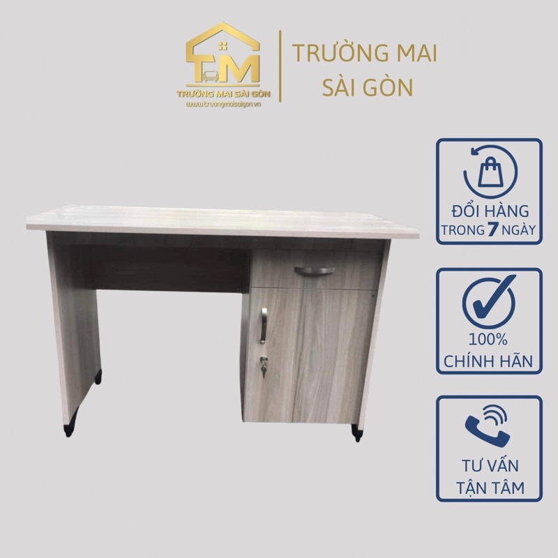 bàn làm việc gỗ có hộc tủ thông minh giá rẻ chất gỗ Mdf chống thấm ẩm ướt phủ Melamine chống trầy hiện đại Trường Mai