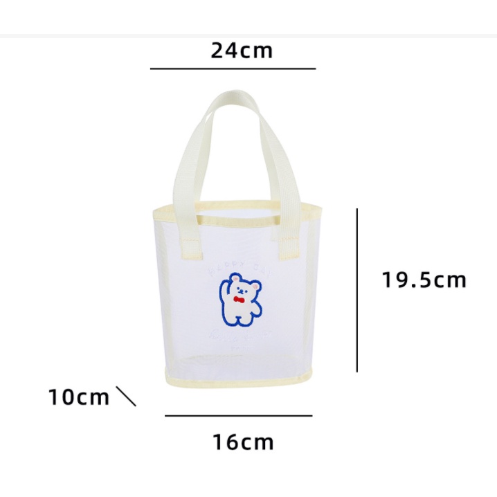 Túi Lưới Trong Suốt Sức Chứa Lớn In Họa Tiết Hoạt Hình Dễ Thương Dùng Đựng Cơm Trưa/ Đi Biển