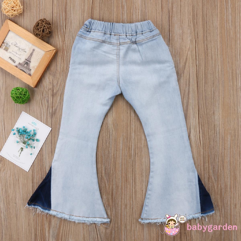 Quần Jeans Dài Ống Loe Cho Bé Gái Từ 2-7 Tuổi