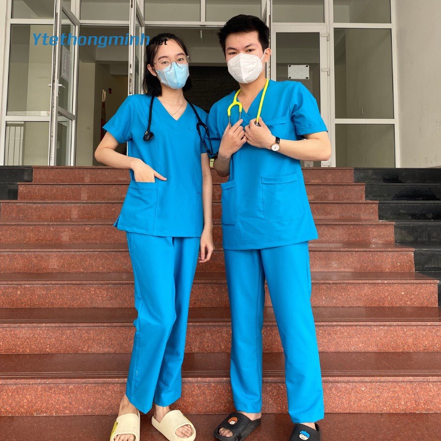 Bộ Scrubs Bác Sĩ Vải Cao Cấp Tay Ngắn - Thương hiệu Pamed