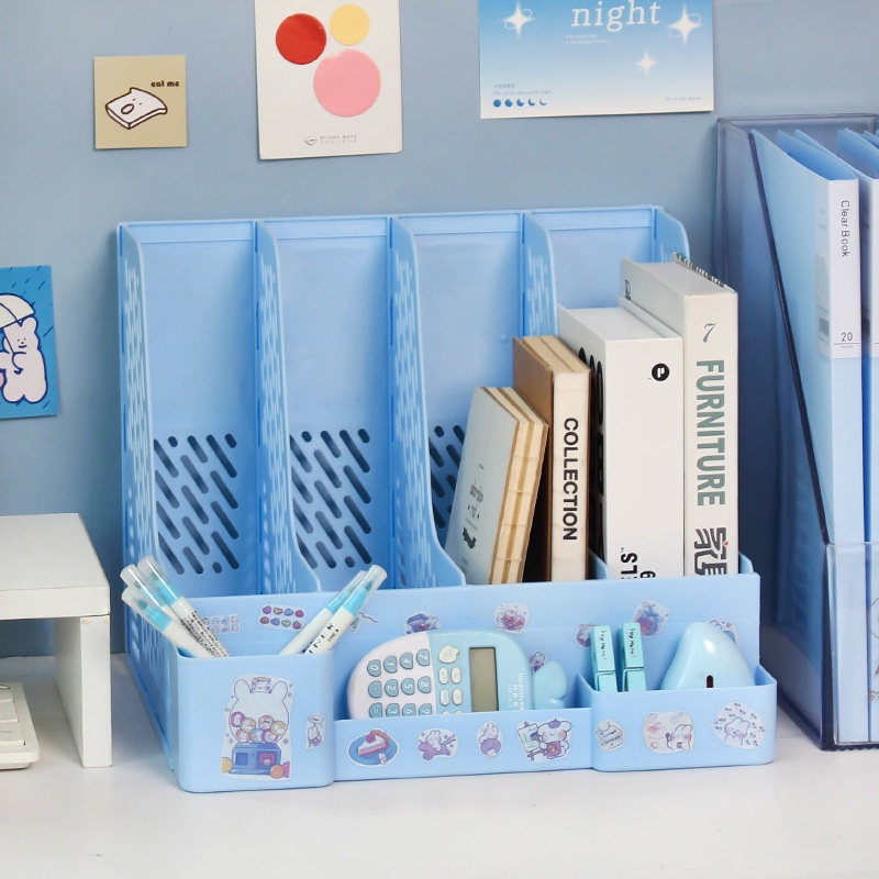 Khay Kệ Đựng Tài Liệu Văn Phòng 4 Ngăn Xinh Xắn Giá Đựng Sách Để Bàn Decor Bàn Học Kệ Đựng Sách Để Bàn