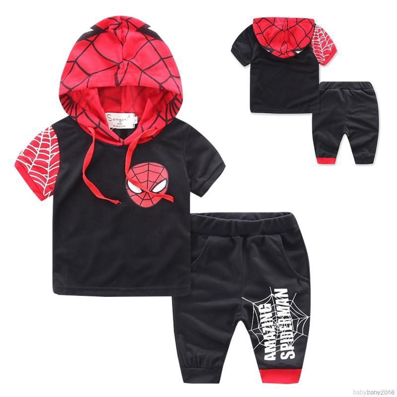 Bộ áo thun hoodie + quần short mùa hè cho bé trai