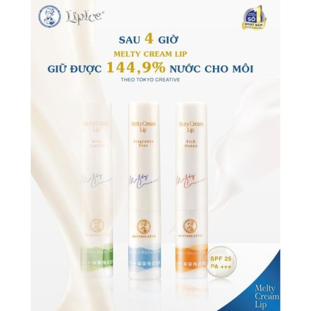 Son dưỡng Melty cream lip 2.4g không màu tan chảy chống nắng – Giữ nước đến 144.9% giúp môi căng ẩm mềm mịn SPF25, PA+++