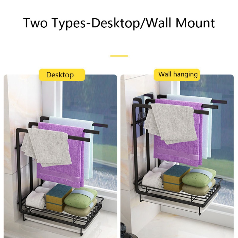 Giá Đỡ Đựng Xà Phòng / Khăn Lau Chén Dĩa Gắn Bồn Rửa Nhà Bếp Tiện Lợi