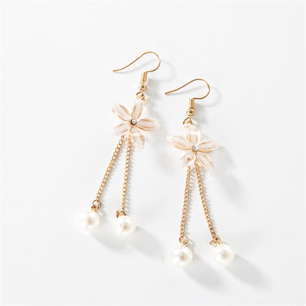 Khuyên tai dáng dài hình bông hoa đính đá phong cách sang trọng cho phái nữ