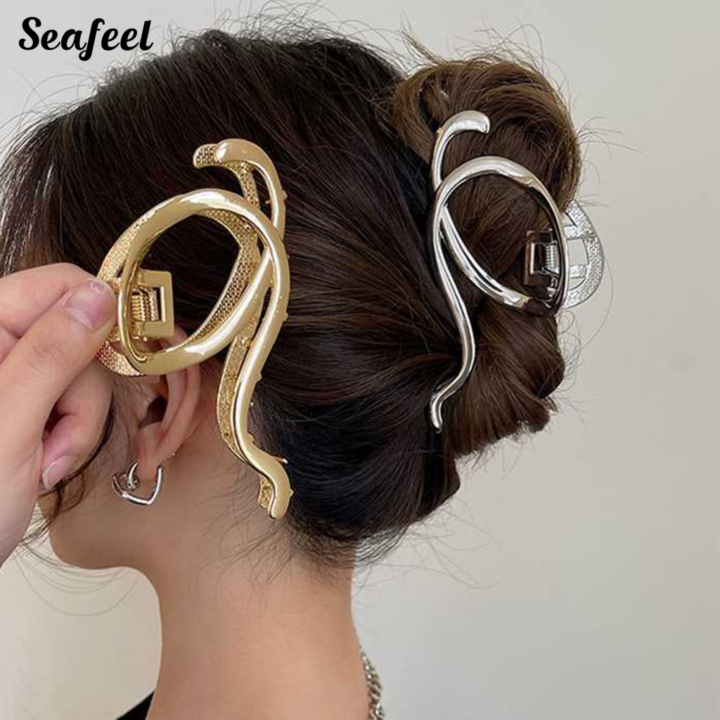 Kẹp Tóc Càng Cua Bằng Hợp Kim Màu Trơn Cho Nữ