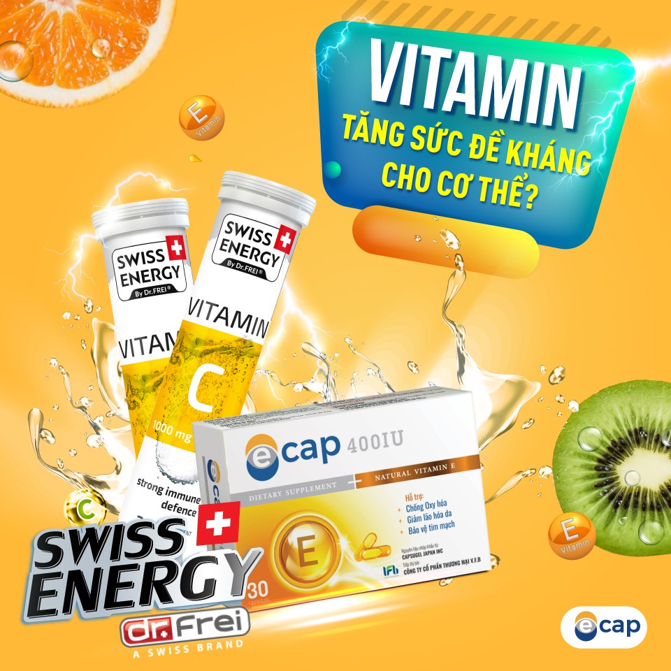 [Combo 2 Tuýp] Viên Sủi Vitamin C Swiss Energy Thụy Sĩ 1000mg - Tăng Sức Đề Kháng và Làm Đẹp Da (20 Viên/ Tuýp)