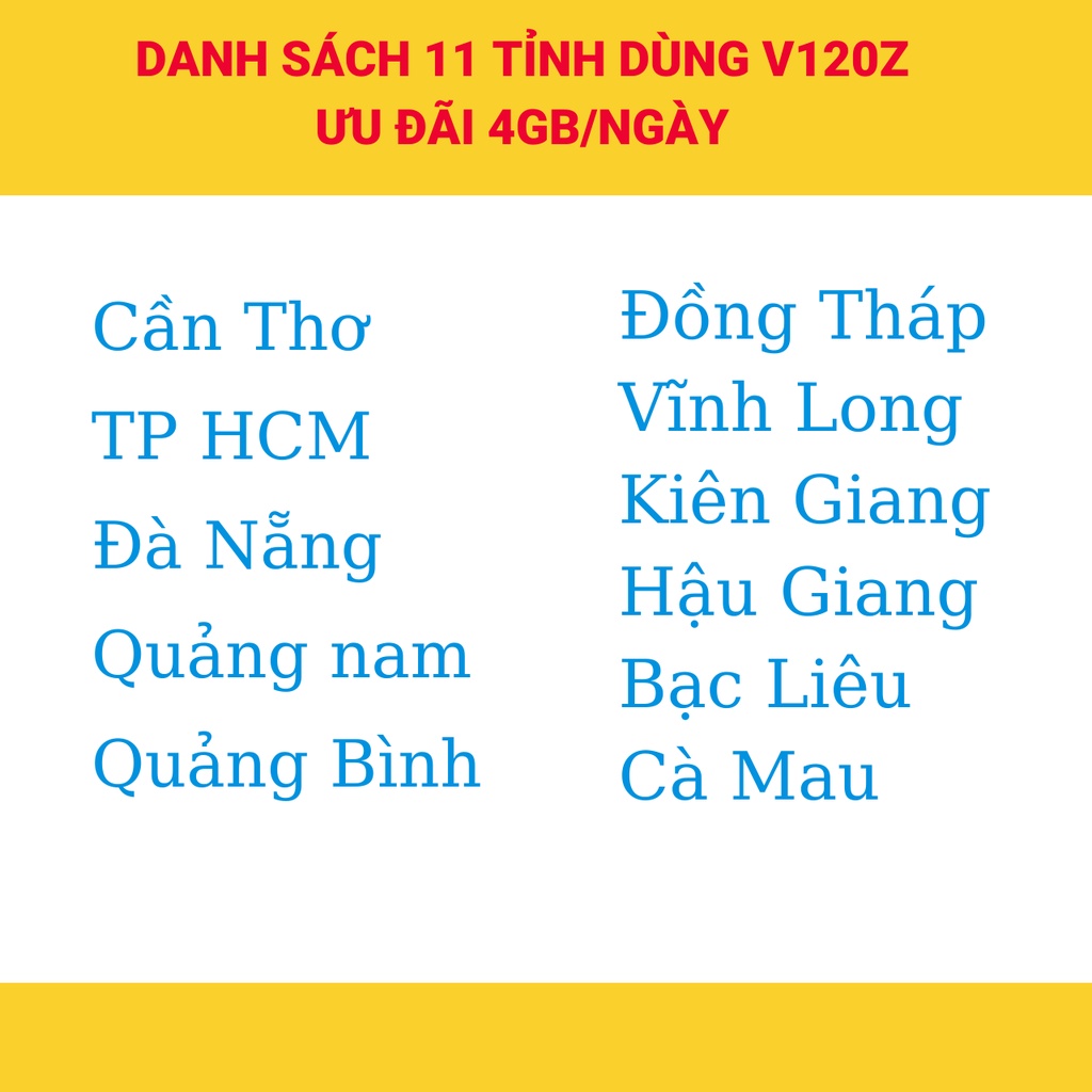 Sim Viettel 4G có sẳn gói V120Z 4GB/Ngày, gọi nội mạng miễn phí, 50 phút ngoại mạng, chỉ 90k/tháng