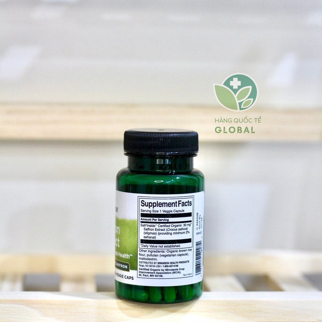 SWANSON SAFFRON EXTRACT, 60 viên, Hỗ trợ giấc ngủ ngon, giảm căng thẳng