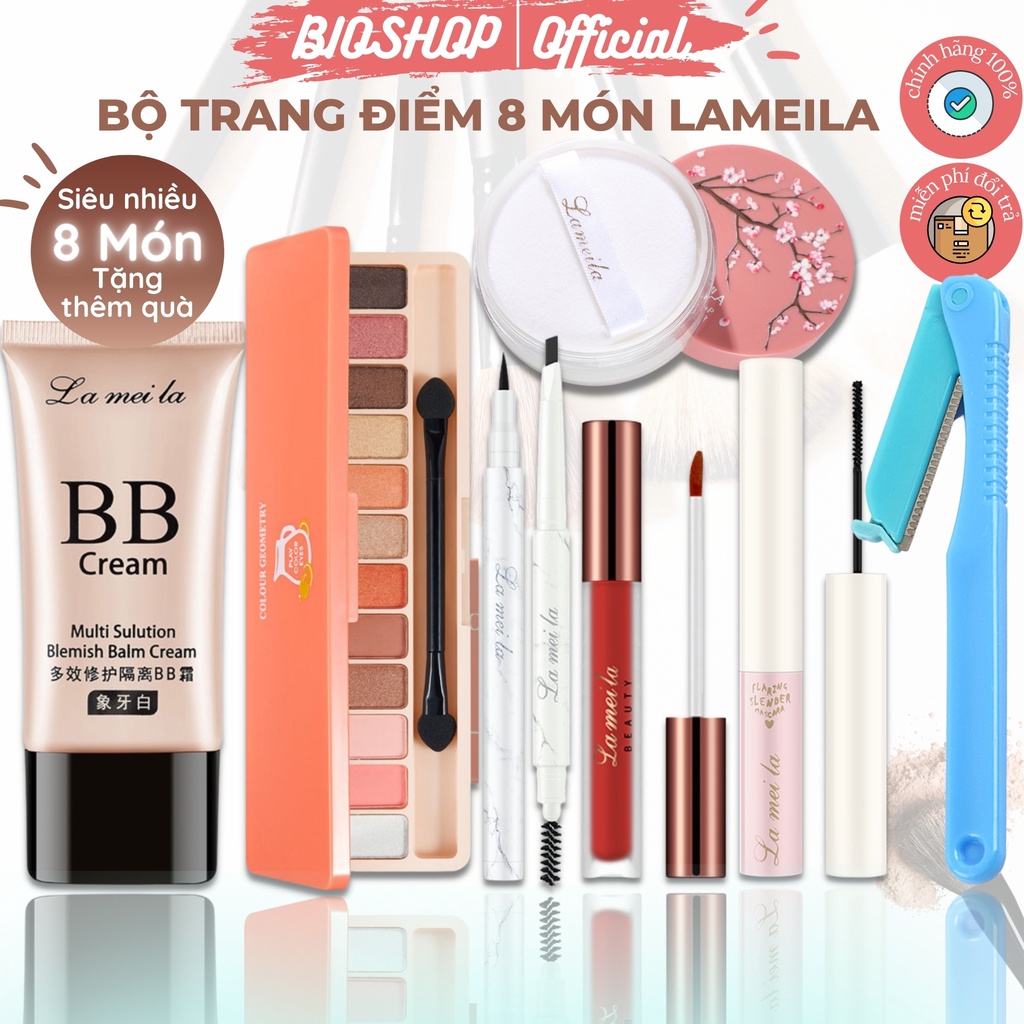 Bộ trang điểm 8 món Lameila tiện lợi chuyên nghiệp có tặng quà