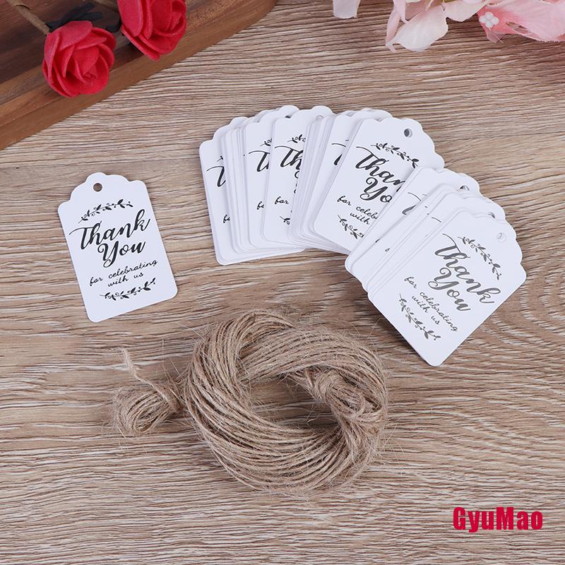 Set 100 Thẻ Giấy Kraft In Chữ Thank You Dùng Để Trang Trí Quà Tặng Tiệc Cưới
