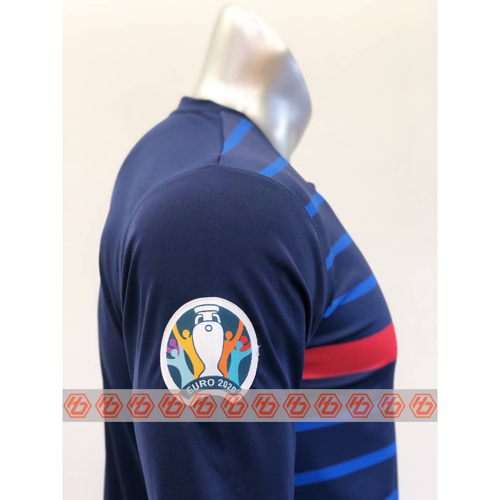 Bộ quần áo bóng đá Đội Tuyển Pháp Tay Dài màu Xanh Sọc đồ đá banh mới 2020-2021