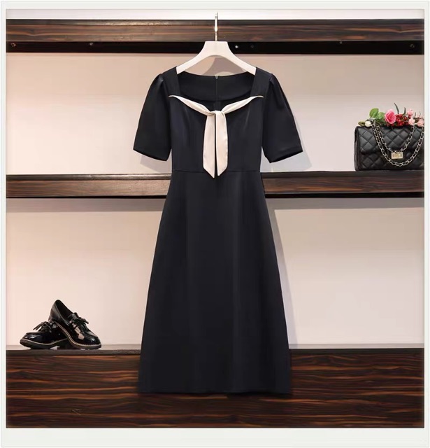 Bigsize M-4XL Đầm công sở cổ thắt nơ cách điệu dáng dài/ngắn
