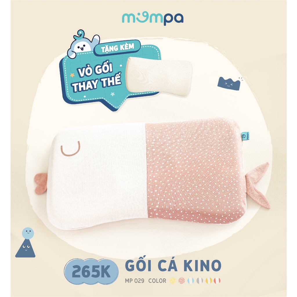 Gối sơ sinh MOMPA ruột gối memory foam tặng 1 vỏ gối chống bẹt đầu đỡ xương vùng cổ êm ái 029
