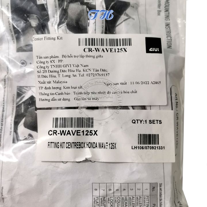 Pát gắn thùng giữa Givi Wave 125X / Wave blade / Future II / wave Alpha mới / Wave 110cc / Sonic,... hàng chính hãng