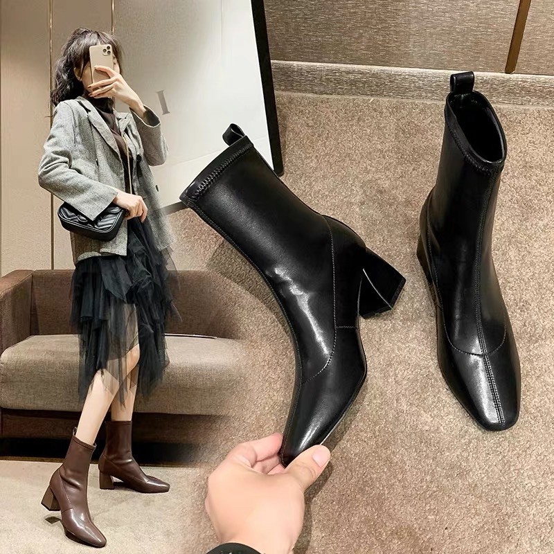 boot da nữ cao 6cm ôm chân siêu xinh hot 2021 hàng quảng châu cao cấp loại 1 style màu sắc nâu đen hottrend sang chảnh