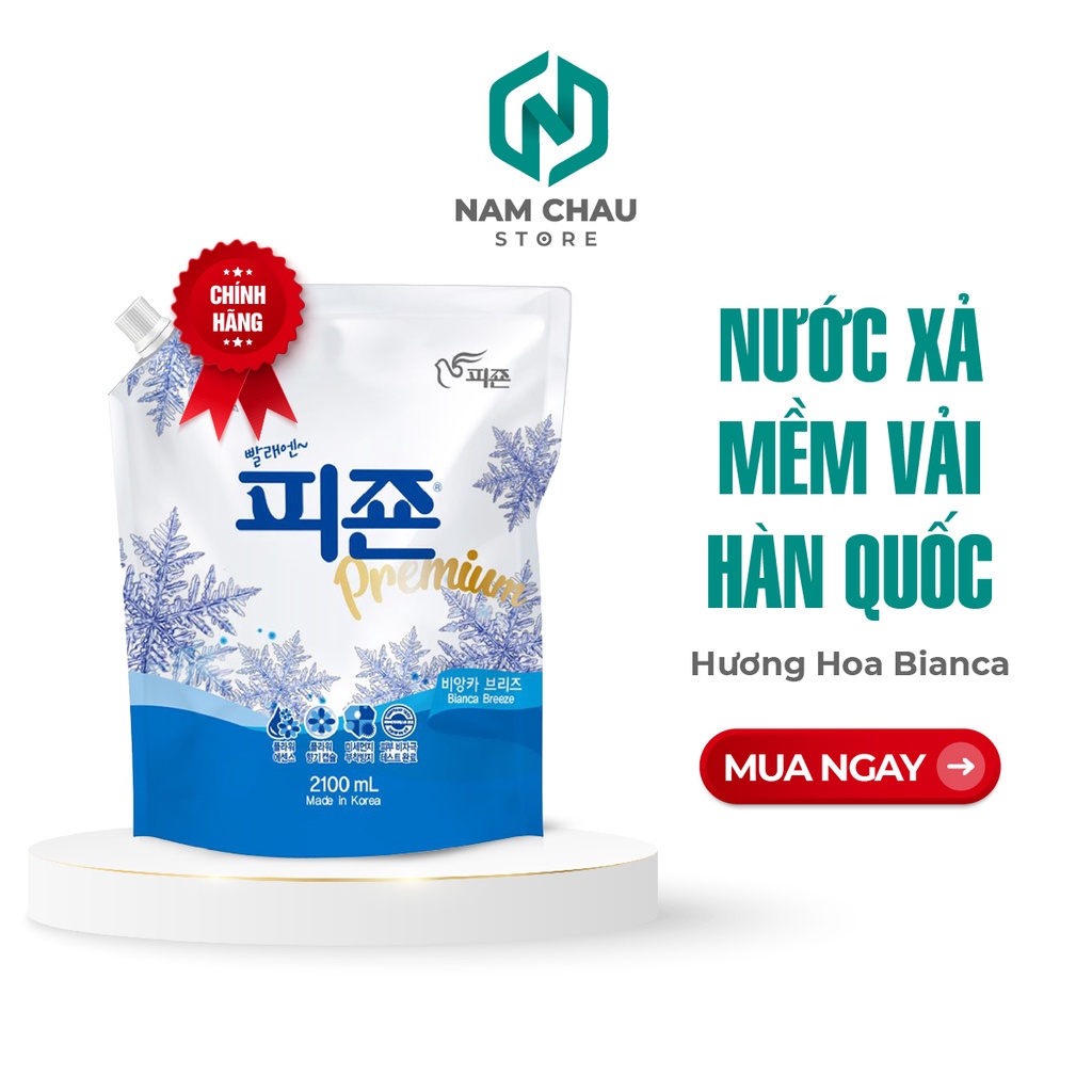 Namchaustore - Nước Xả Vải Hương Hoa Bianca PIGEON Hàn Quốc Khử Mùi, Chống Nấm Mốc - Túi 2.1 Lít