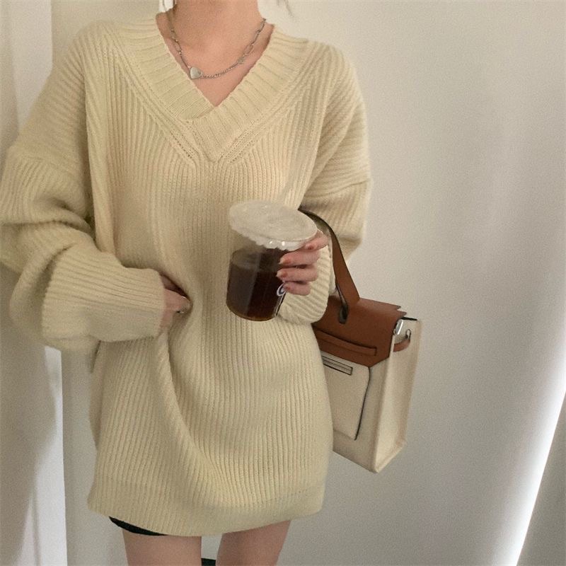 Áo Nữ, Áo Len Nữ Dáng Thụng Phối Cổ Chữ V Thời Trang Cá Tính Hàng Đẹp