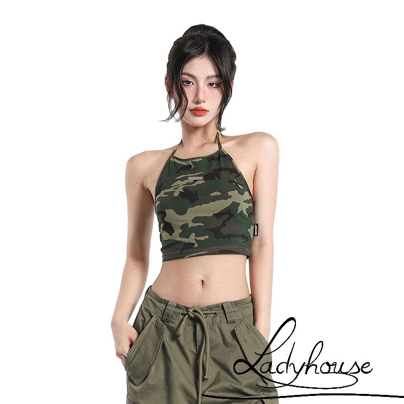 Áo Croptop Hai Dây Hở Lưng Dáng Ôm In Họa Tiết Rằn Ri Gợi Cảm Cho Bạn Gái