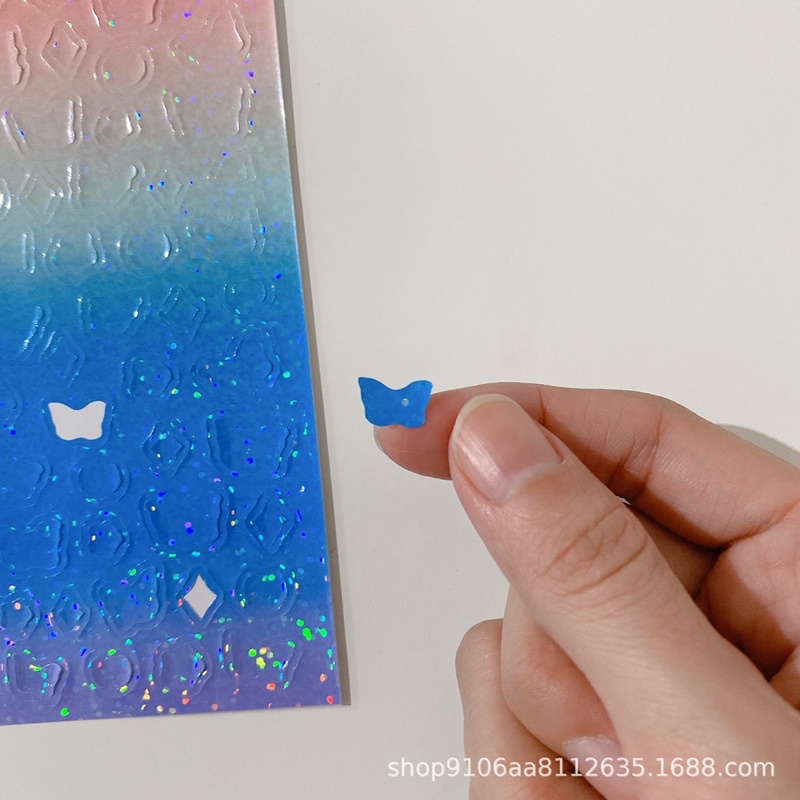 Set 2 Tấm Sticker Hình dán Hoa/butterfly lấp Lánh 2 lớp cắt trang trí Toploader