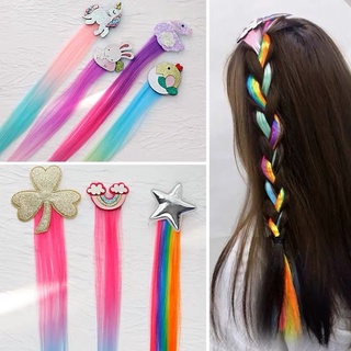 Kẹp tóc giả cầu vồng dễ thương cho bé gái