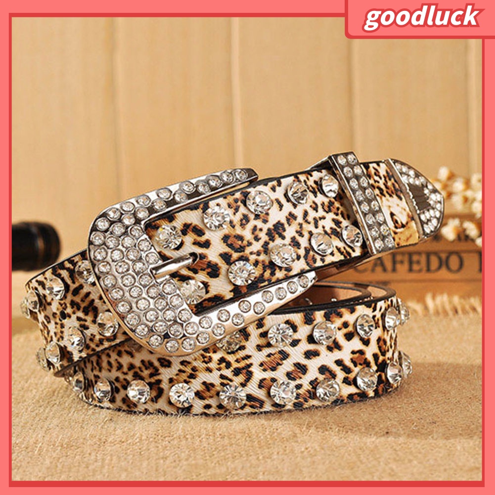 Dây nịt giả da có đính đá cho nữ