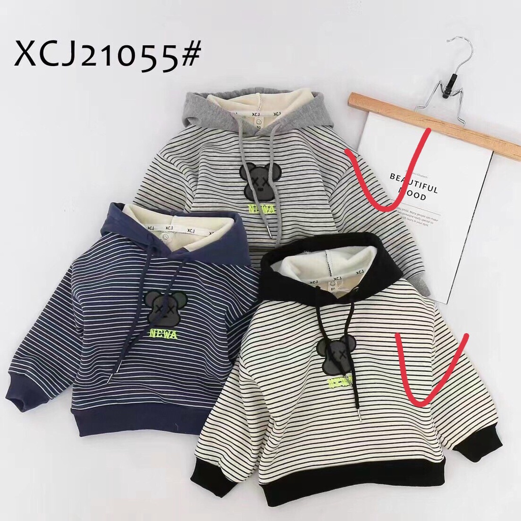 Áo nỉ hoodie lót lông cho bé trai hàng quảng châu size 7-16kg