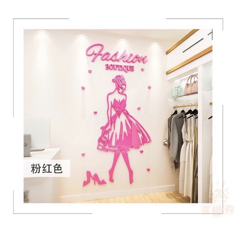SIZE LỚN - Tranh dán tường, dán kính bằng mica dán nổi - fashion cô gái trang trí tiệm quần áo, tiệm váy cưới