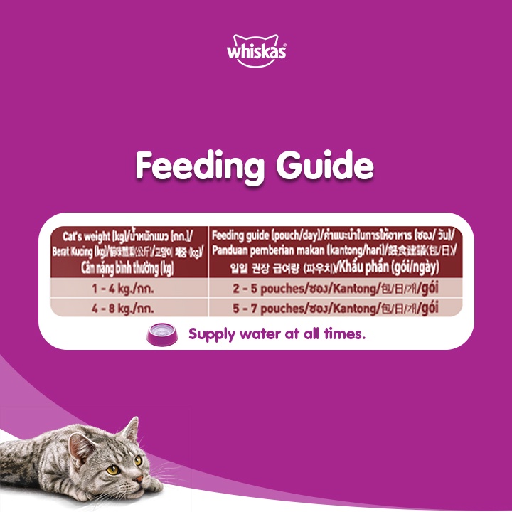 WHISKAS® Thức ăn cho mèo lớn dạng sốt vị cá saba nướng 80g (1 gói)