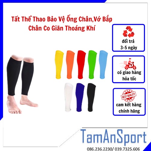 Tất thể thao bảo vệ ống chân-vớ bắp chân co giãn thoáng khí có thể dùng với ốp ống đồng- Tâm An Sports