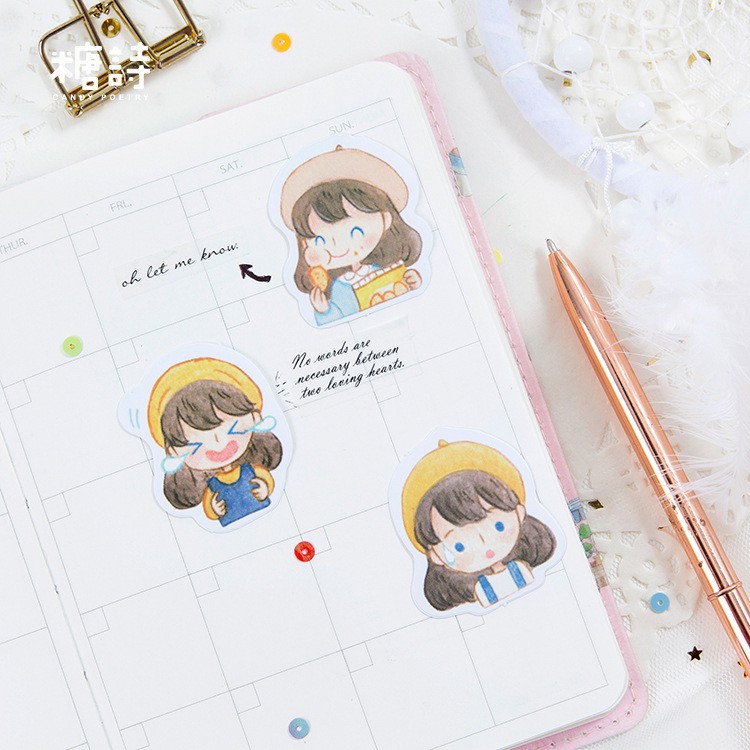 Winzige Bộ 45 sticker hình cô gái dễ thương dán trang trí